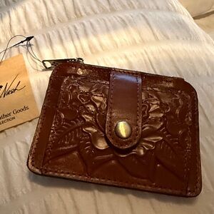 Patricia Nash Foliage Casis Leather Bifold Card Case Wallet NWT